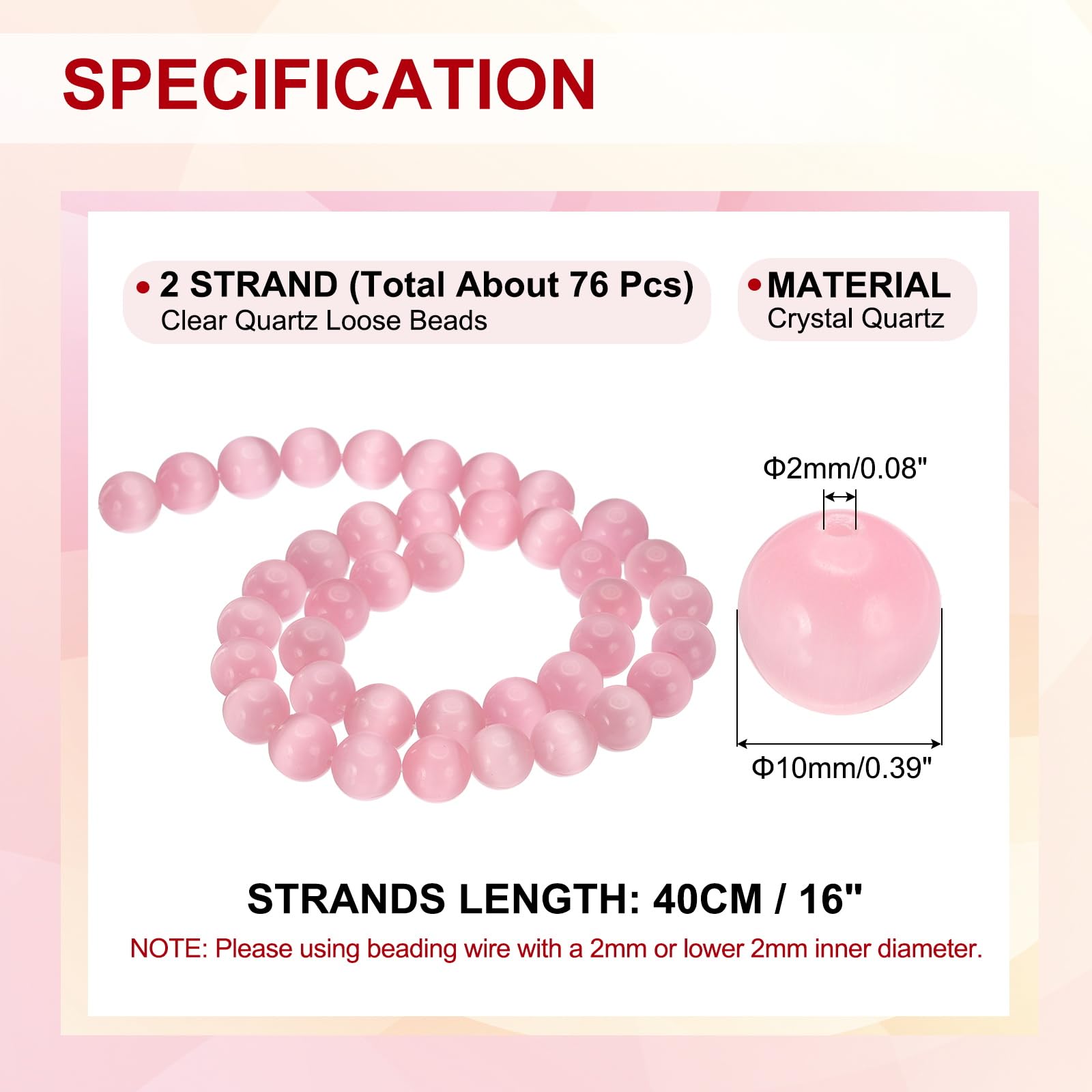PATIKIL 10 mm Natural Clear Quartz Loose Beads - Image 2