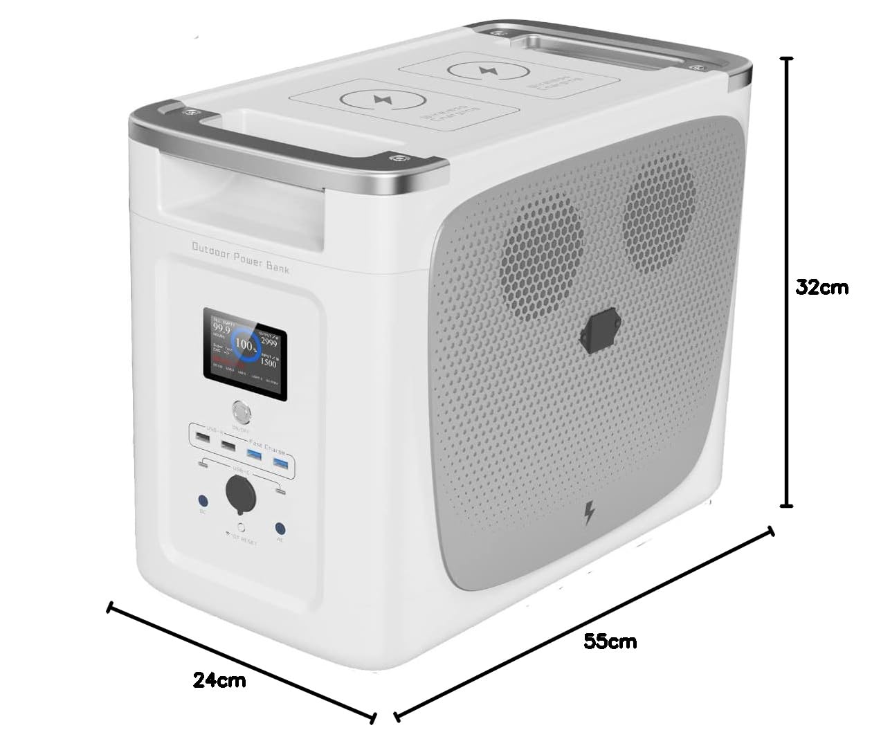 OFFOF Power Station portatile 2000 Wh UPS Solar Generator,E-Turbo Tech,WiFi,90 minuti di ricarica completa.Prese AC per campeggio, viaggi, giardino, balcone, fai da te e unità di emergenza