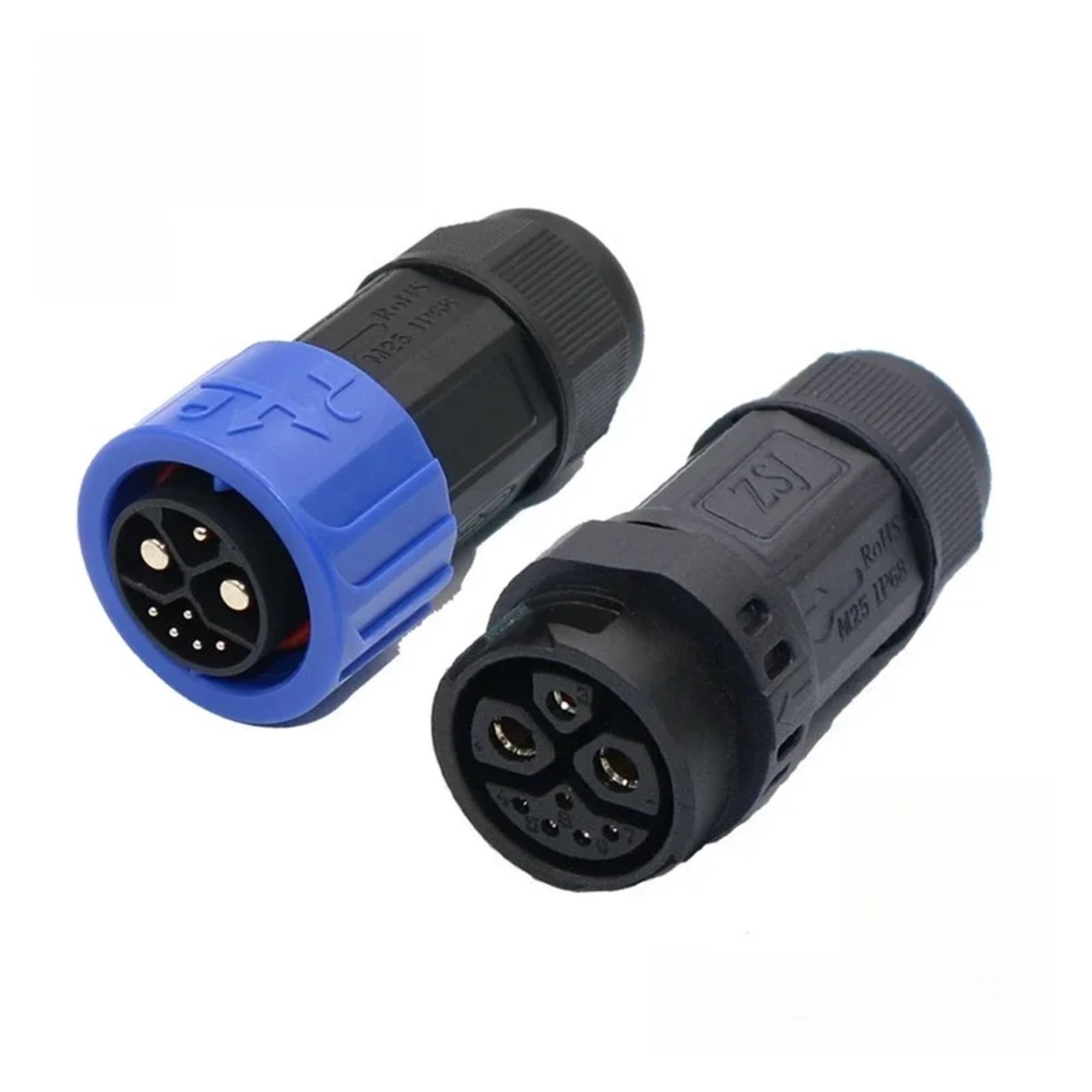Conector M25 IP68, enchufe de carga impermeable con bloqueo automático, enchufe de aviación 50A 2 + 1 + 5, adaptador de corriente de almacenamiento de energía(Set)