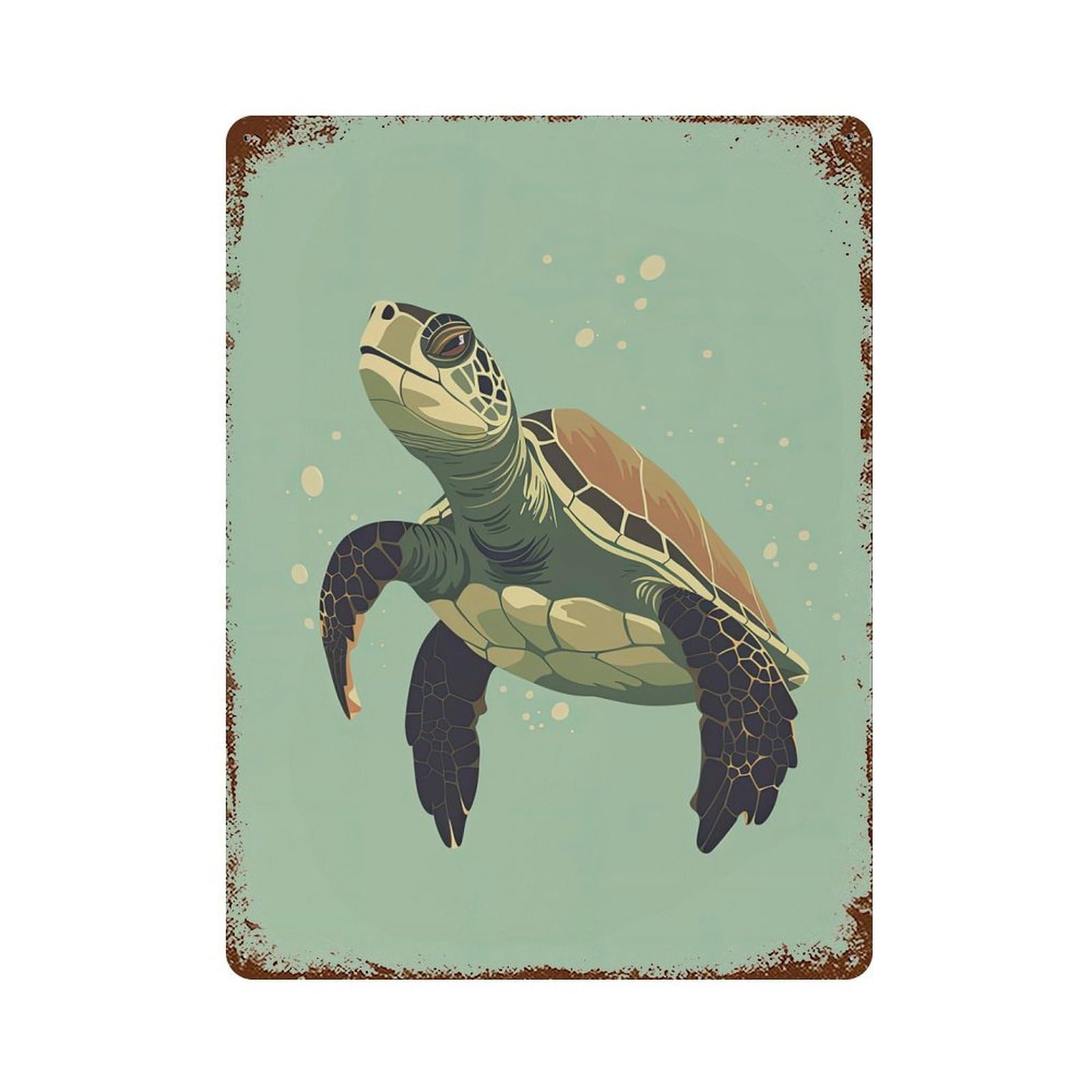 Vector Turtle Aged Metal Wall Plaque 15.7"x11.8", Farmhouse Wall Decor for Patio, Garden Room And Bar Decor
