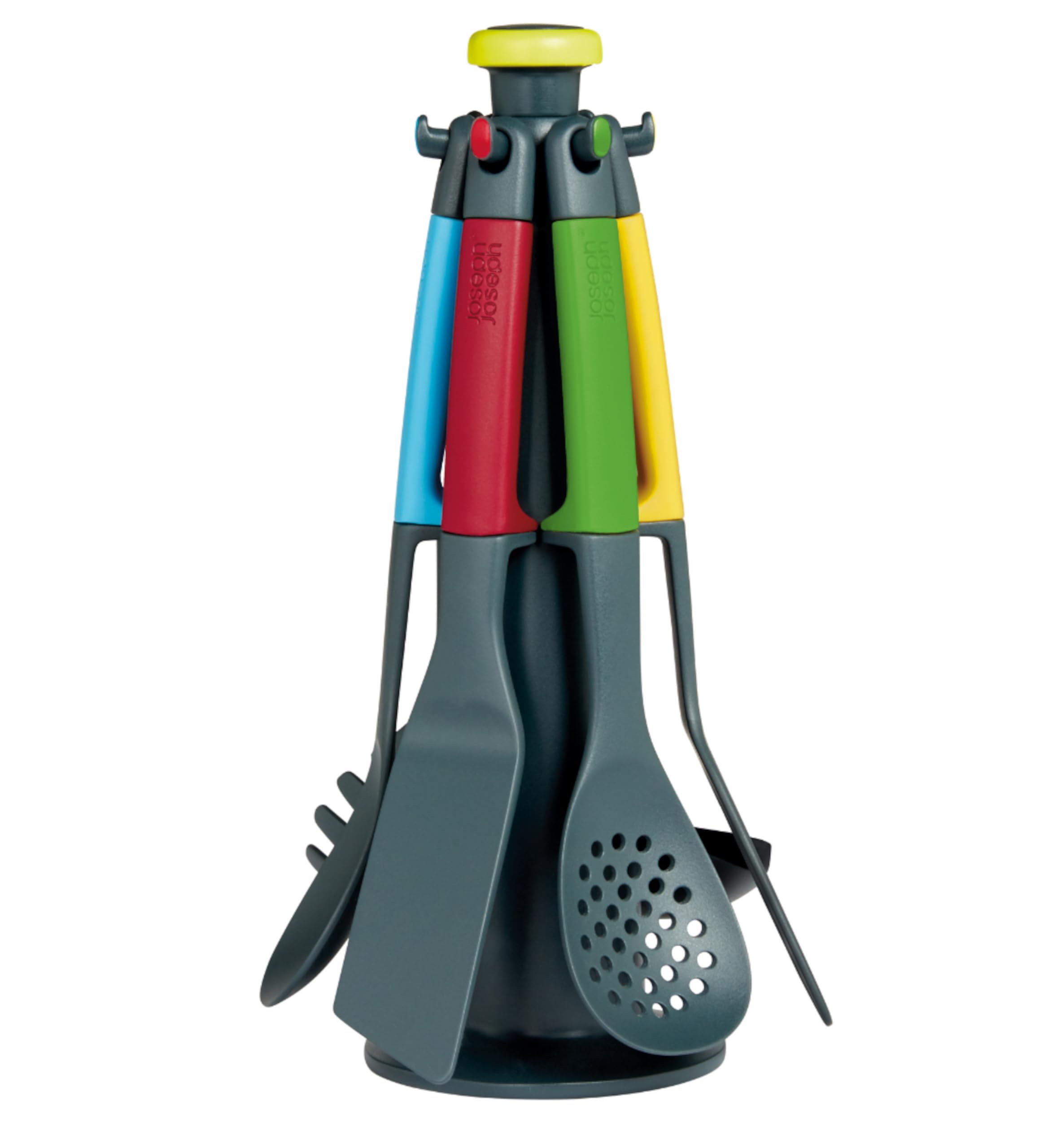 Casdon Joseph Joseph Elevate | Set de Utensilios de Cocina de Colores para niños a Partir de 3 años | ¡con Soporte de Almacenamiento Giratorio!