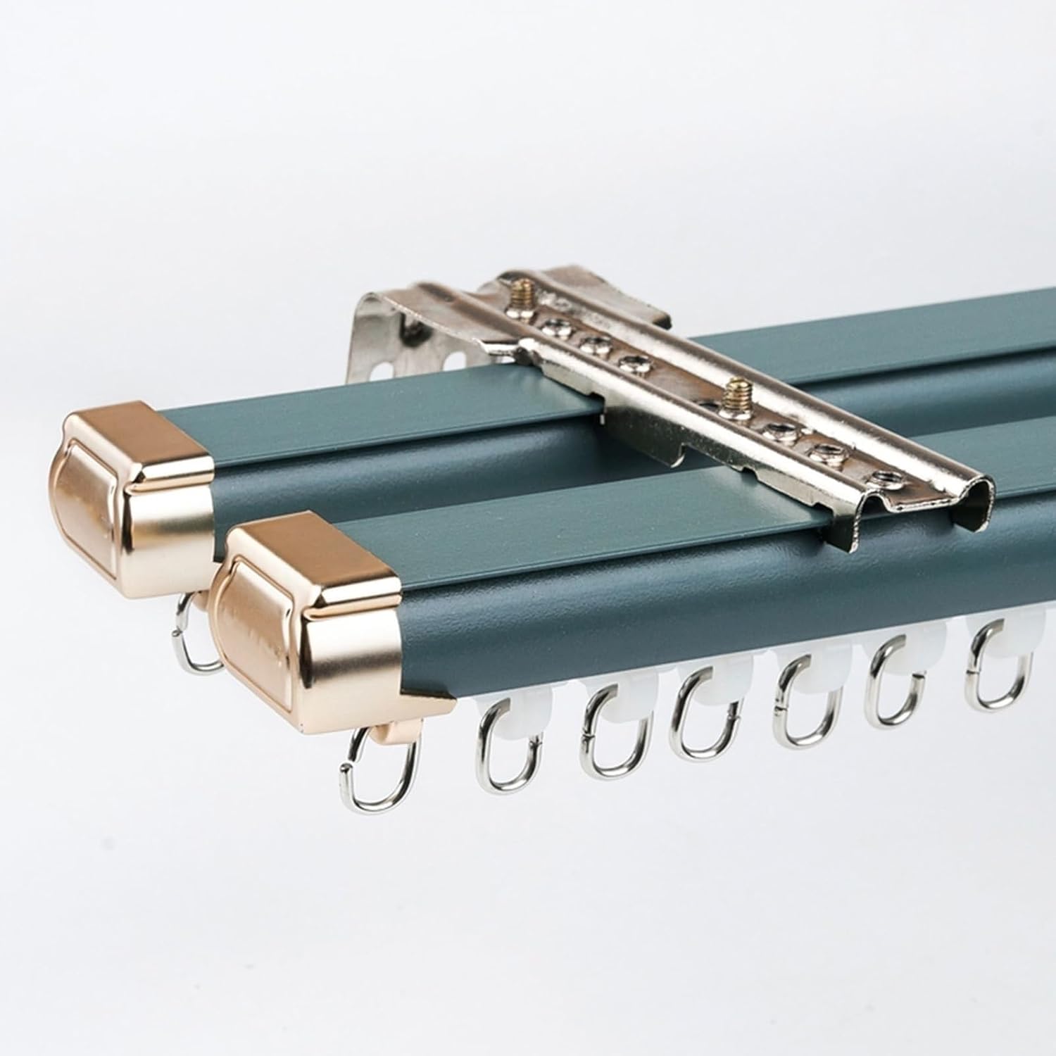 Heavy Duty Aluminum Curtain Track 4m (4 x 1m) - Adjustable Double Curtain Rods for Ceiling/Wall Mount, Easy Install Room Divider, Blue Color