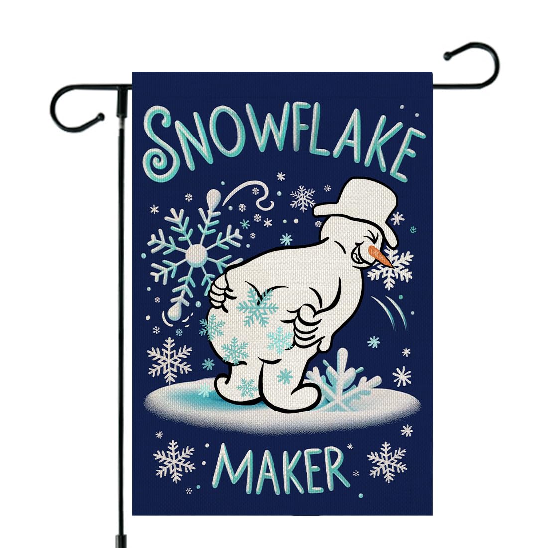 CROWNED BEAUTYSnowflake Maker Winter Garden Flag 12x18 Inch Double Sided Small Burlap Holiday Snowman Flag for Outside Yard CF1314-12