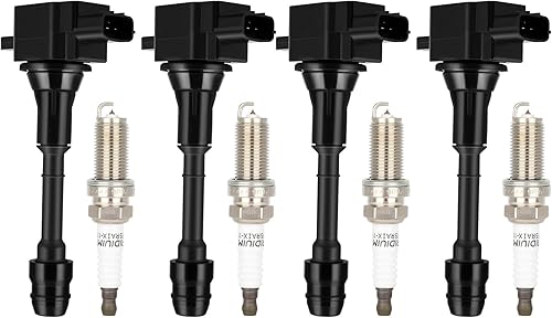 ECCPP UF350 4 bobinas de encendido con 4 bujías de iridio para Nissan 2002 2003 2004 2005 2006 Sentra Altima 2.5L L4,2006-2008 para Infiniti M35 V6