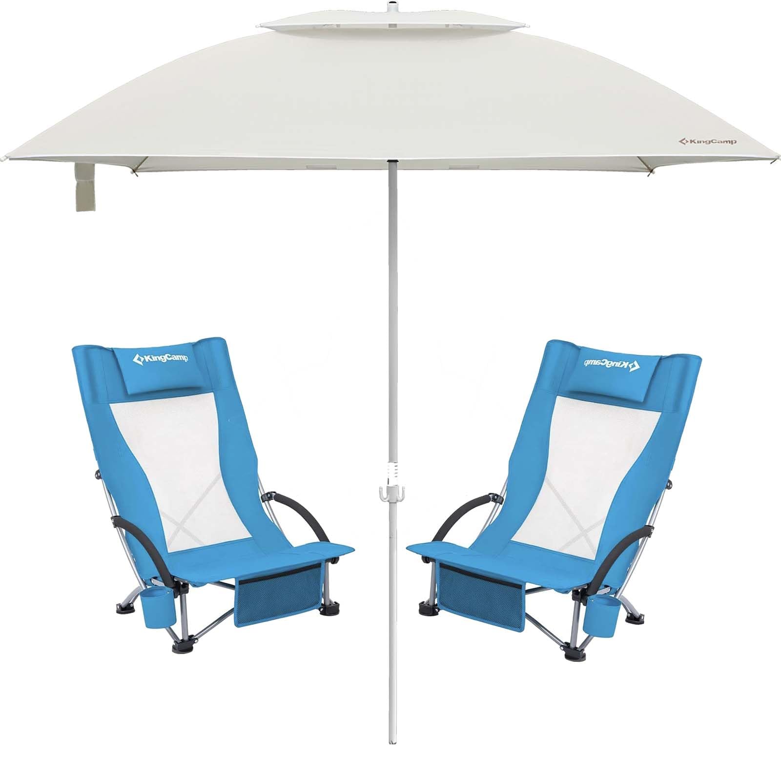 KingCamp High Beach Chair & Beach Umbrella