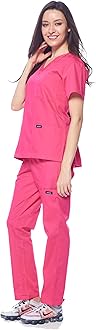 DAGACCI Medical Uniform Scrubs Set, Hot Pink, XXL