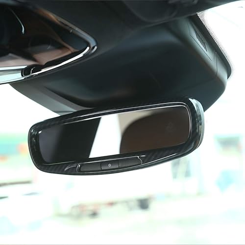 Miniatura 3 de YIWANG Fibra de carbono ABS interior espejo retrovisor marco Trim 1 unids para Maserati Levante 2016-2018 para Ghibli para Quattroporte 2017