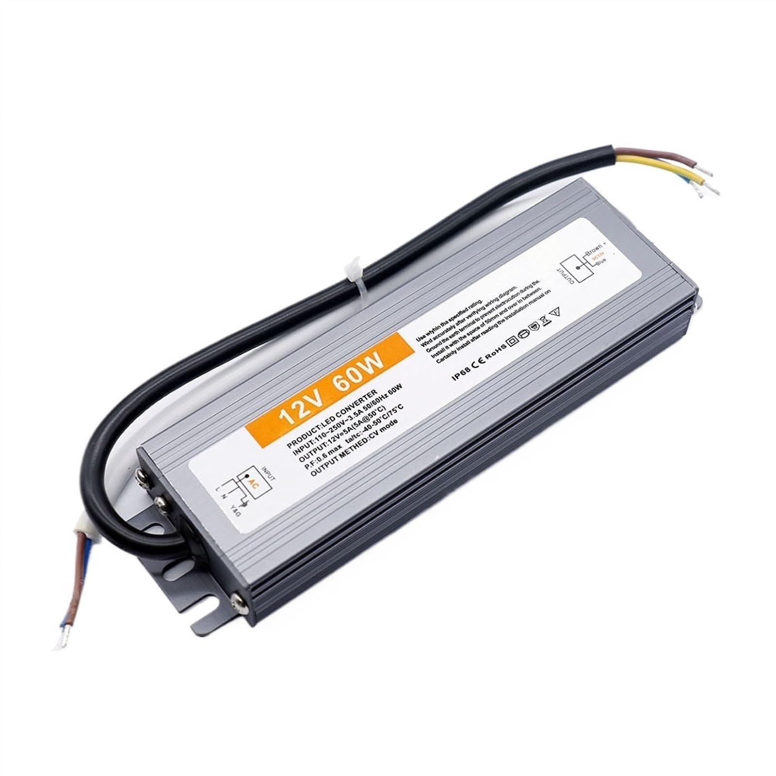 Alimentation électrique 12V, 150w, 100w, 80w, 60w, étanche IP67, Pilote LED, 110V-220V à 12v, transformateur for Ampoule d'éclairage à Bande LED(12V 60W)