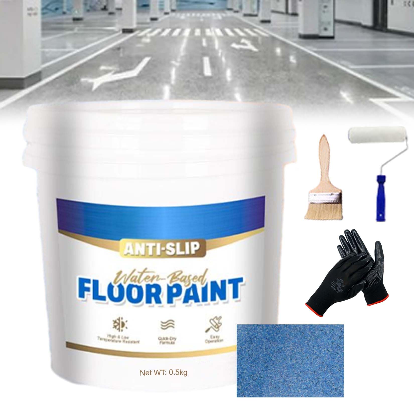 Wear-Resistant Anti-Slip Self-Leveling Epoxy Floor Paint, High-Gloss Marble Effect Epoxy Floor Coating, Epoxy Floor Paint for Concrete, Anti-Slip Quick-Dry Water-Based Garage Floor Paint (Blue)