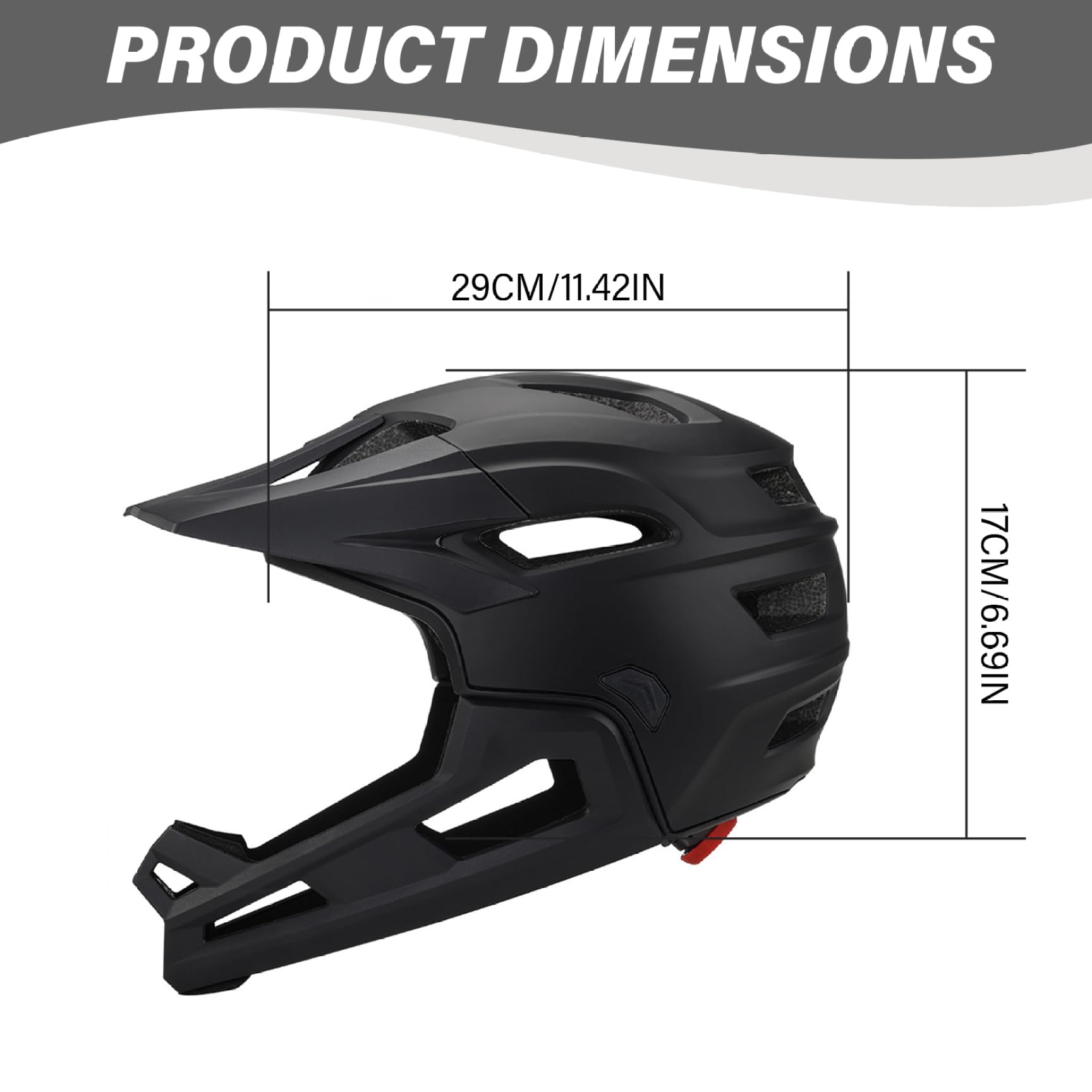 Casco da mountain bike antiurto, casco da bici integrale con visiera staccabile per mentoniera regolabile unisex nera per esterno