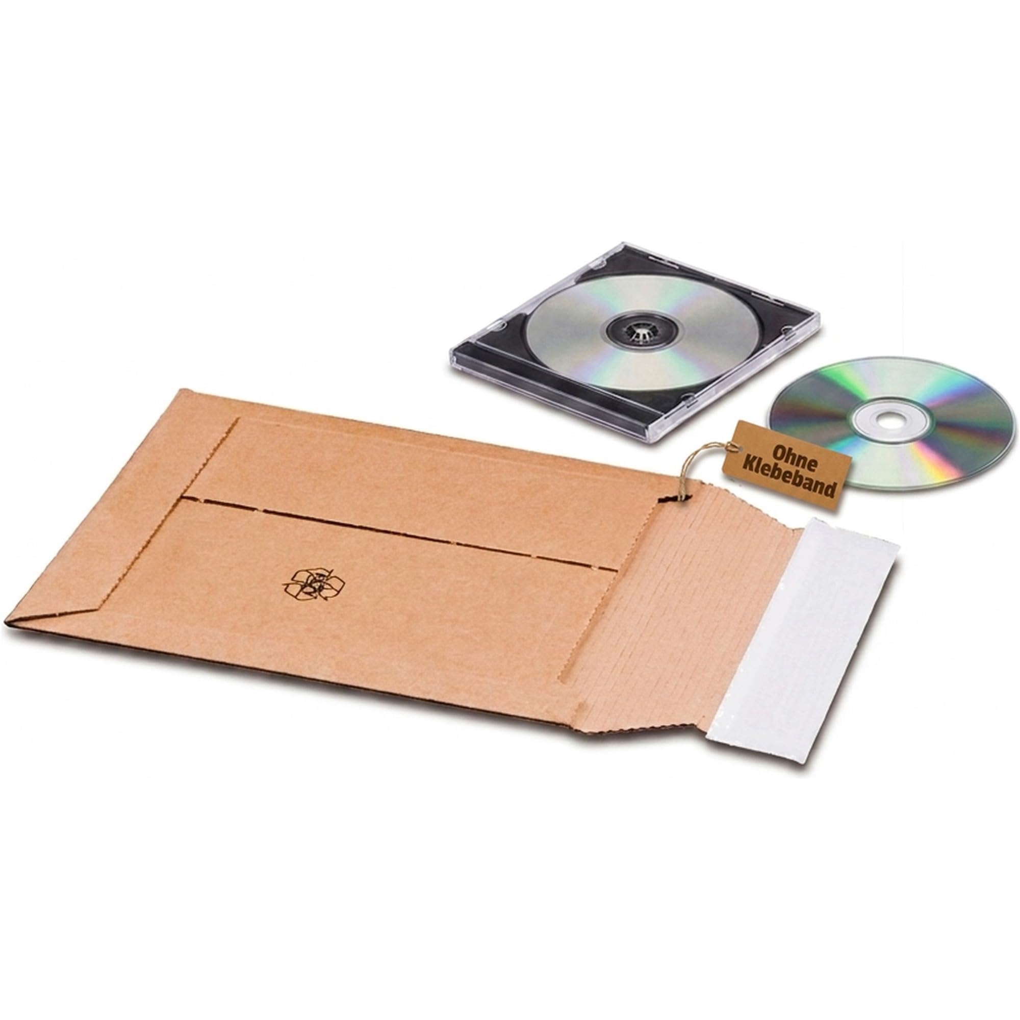 KK Verpackungen Versandtasche aus Wellpappe für CD | 500 Stück, 145x190x25mm | Selbstklebeverschluss & Aufreißfaden | Knickschutz & Kantenschutz | Pappversandtasche für Kataloge, Bücher