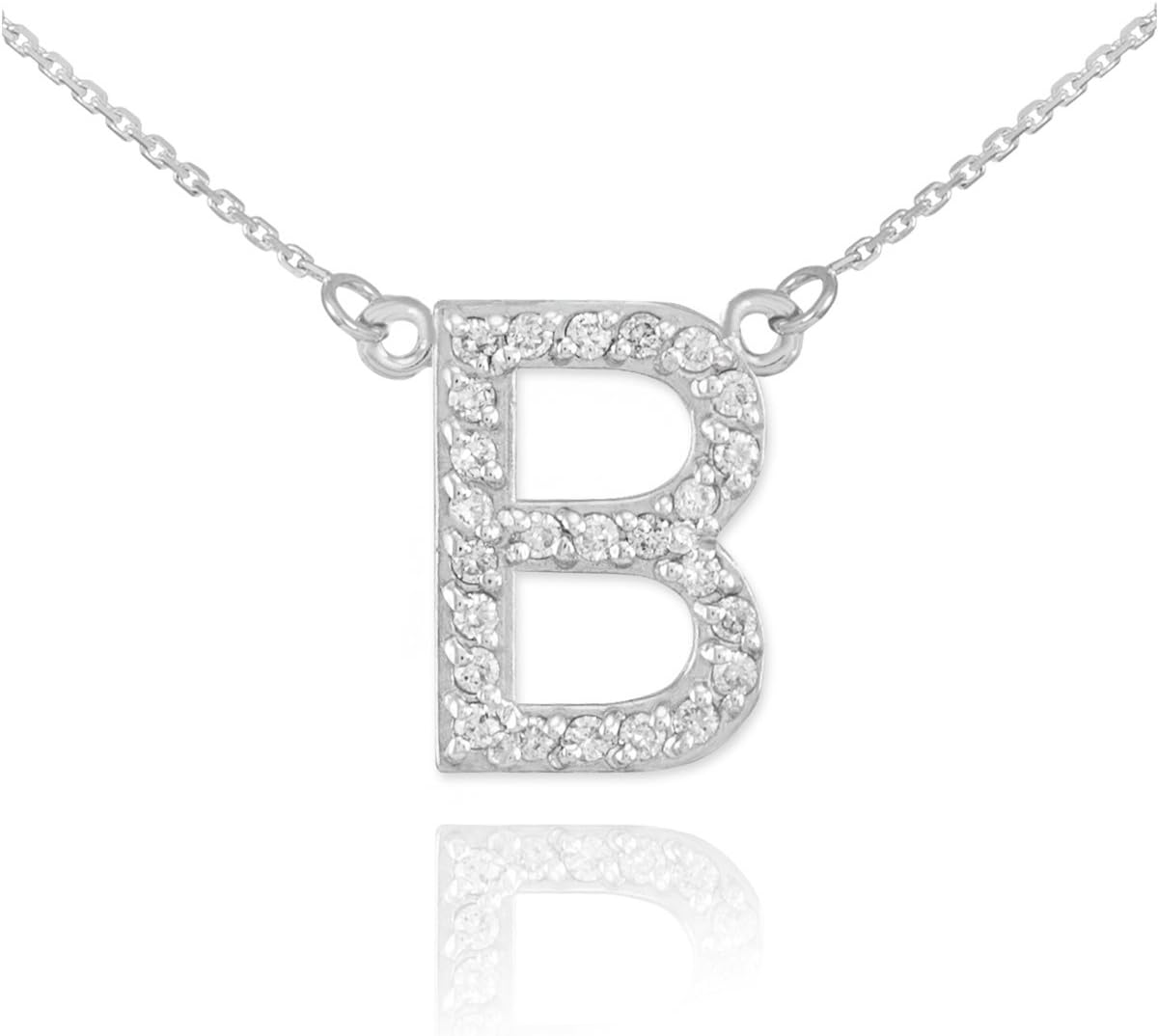 Fine 14k White Gold Diamond-Studded Initial Letter Pendant Necklace, 18"