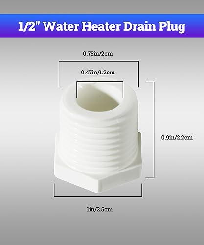 Miniatura 2 de Zlirfy - Tapón de drenaje para calentador de agua NPT de 12 pulgada, 6 piezas, compatible con autocaravana y calentador Atwood, plástico blanco,