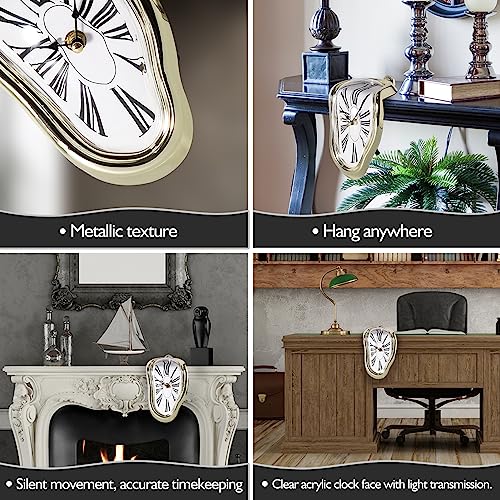 Rosedoes Modern Rosedoessalvador Dali Time Melted Wall Clock Perfect For Decorating Your Room Desk Fun And Creative (Roman Gold) #TOP4