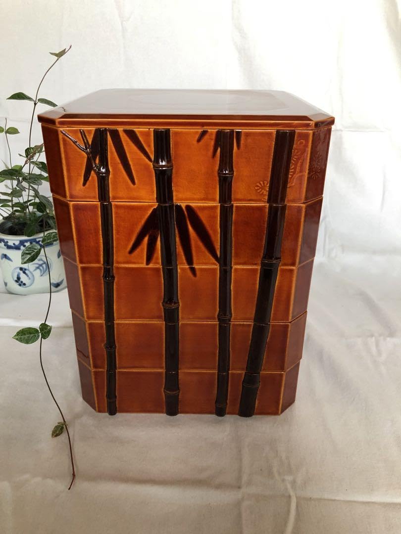 茶道具 飛騨春慶塗 5段重箱 天然木製 茶道具 飛騨春慶塗 5段重箱