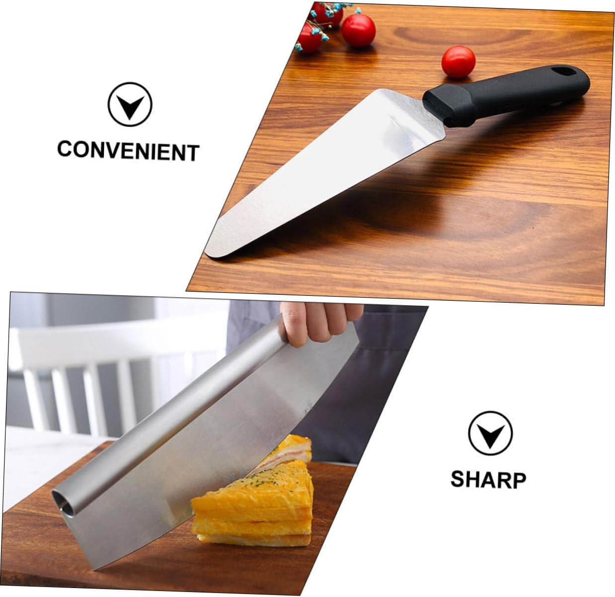 Multifunctional Stainless Steel Pizza Cutter and Cream Cake Spatula Set with Pp Cover, Portable Kitchen Gadget for Pizza Cutting and Transfer, 2pcs Baking Tool for Home Use