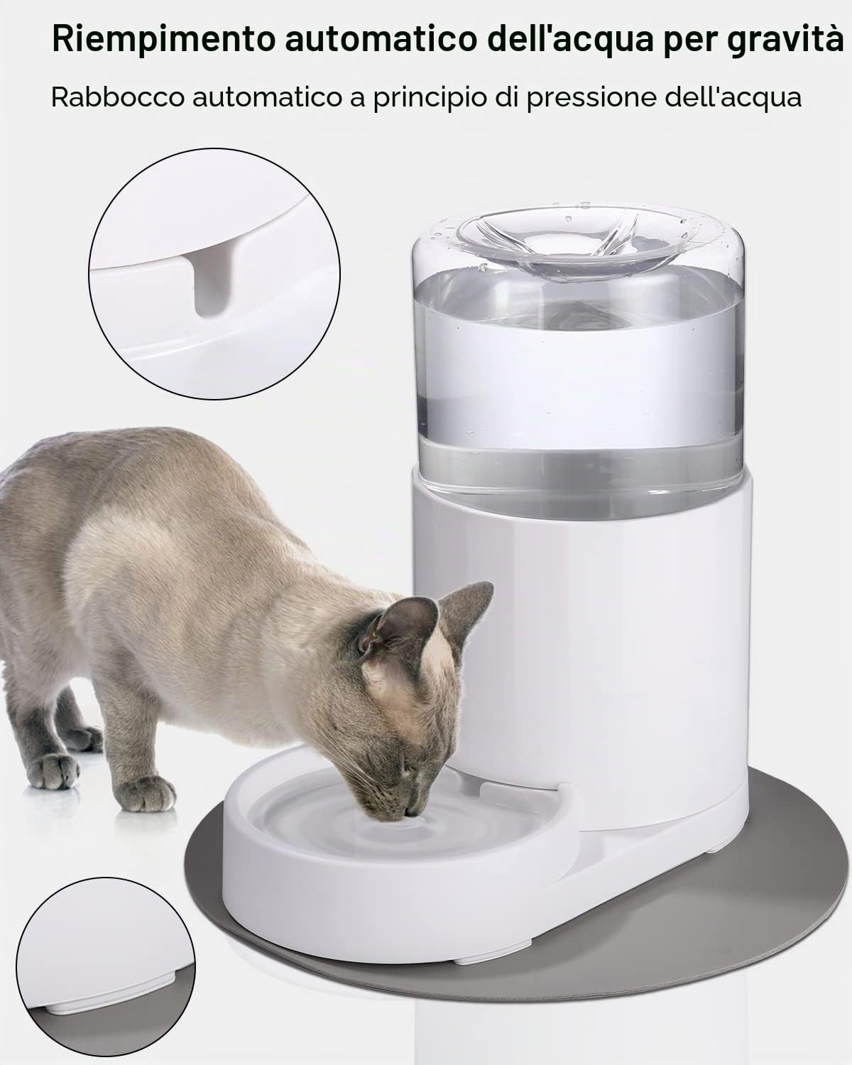 Distributore Di Acqua Per Animali Domestici, Dispenser per Gatti 2,5L, Automatico per Cibo, Abbeveratoio Ciotola, Per Cani Piccoli E Grandi