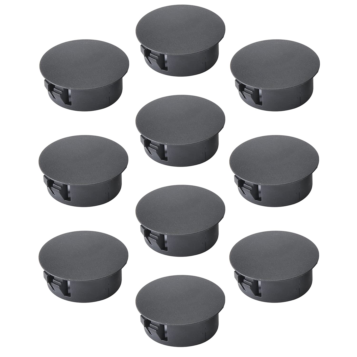 Heyiarbeit 20pcs Hole Plugs 1" / 25mm Nylon Plastic Round Snap in Type Locking Hole Tube Furniture Fencing Post Pipe Insert End Caps Black Tone