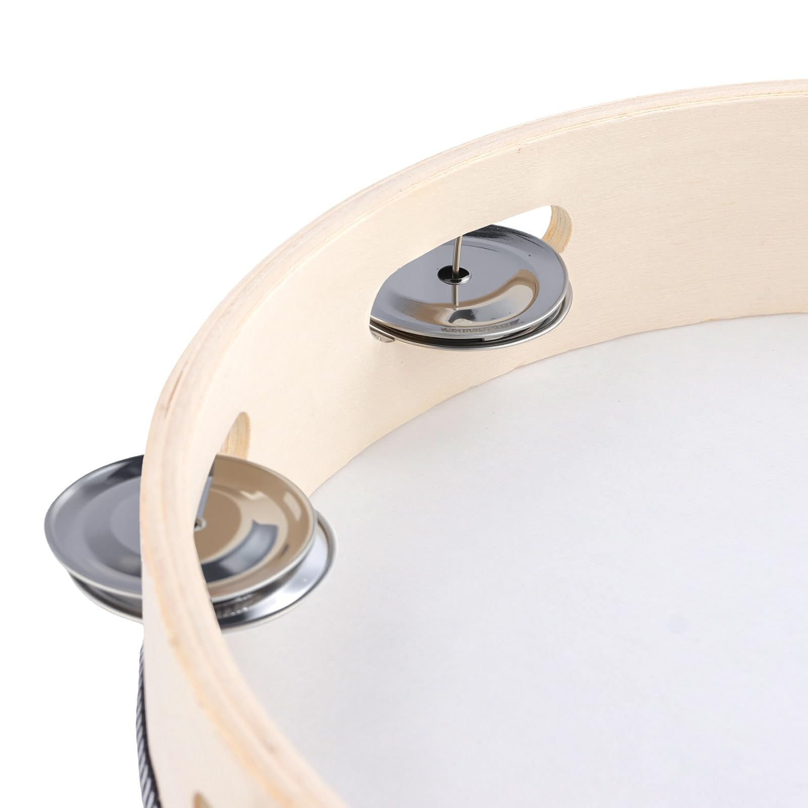 3 panderetas de madera, 25 cm, color beige, tambor de mano tradicional para clases de música y danza
