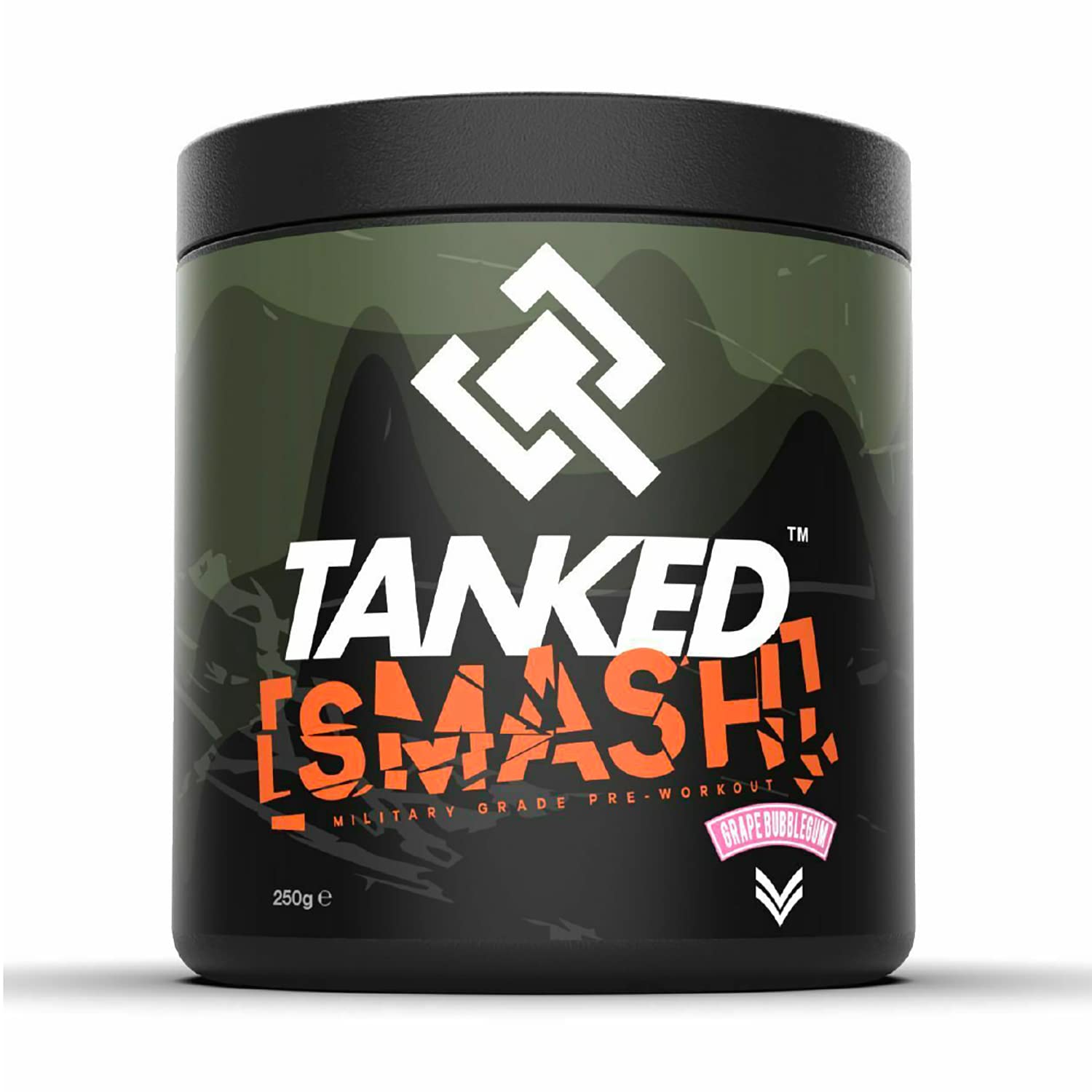 Tanked Smash Pre Workout Powder 250g – Energy Drink with Creatine Monohydrate – Improves Focus & Intensity Levels – 50 Servings (Grape Bubblegum)