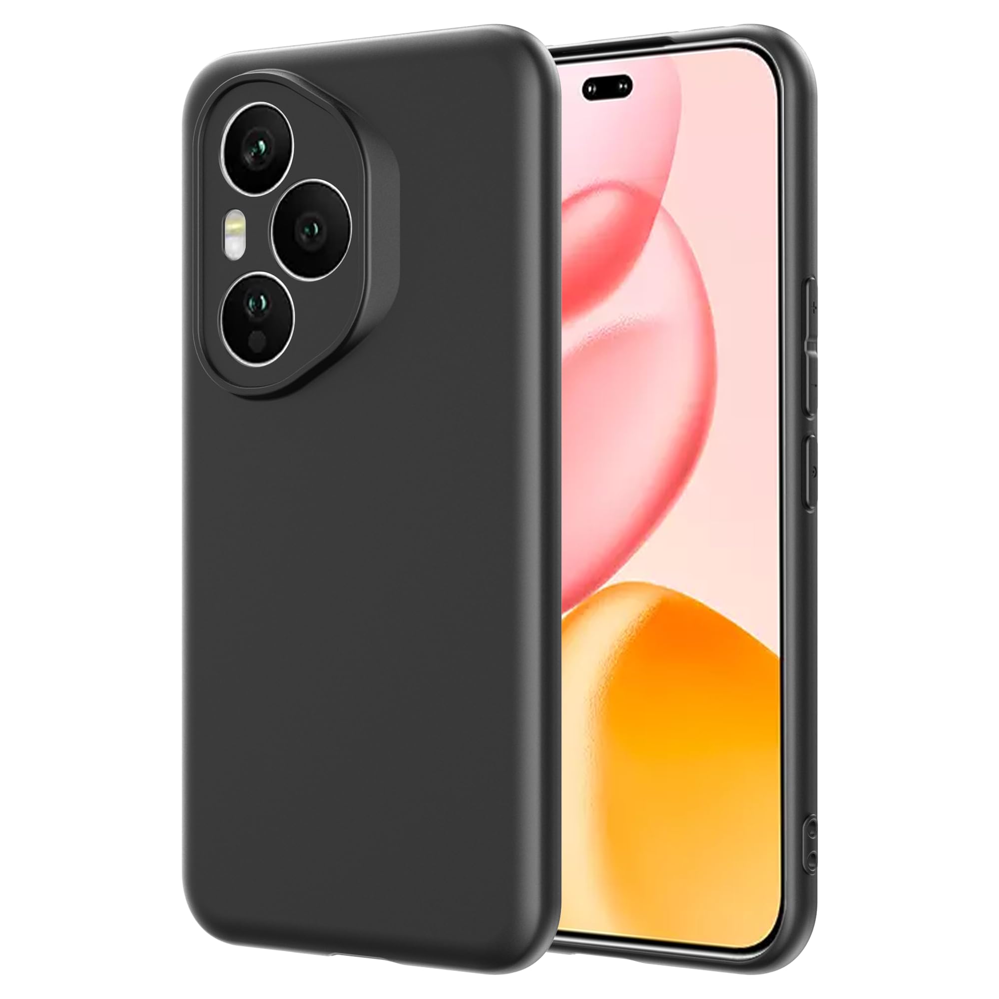 Cover for Honor 400 Pro 5G, Liquid Silicone Material, Full Coverage Phone Case, Shockproof, Anti-Scratch, Anti-Fingerprint - Black