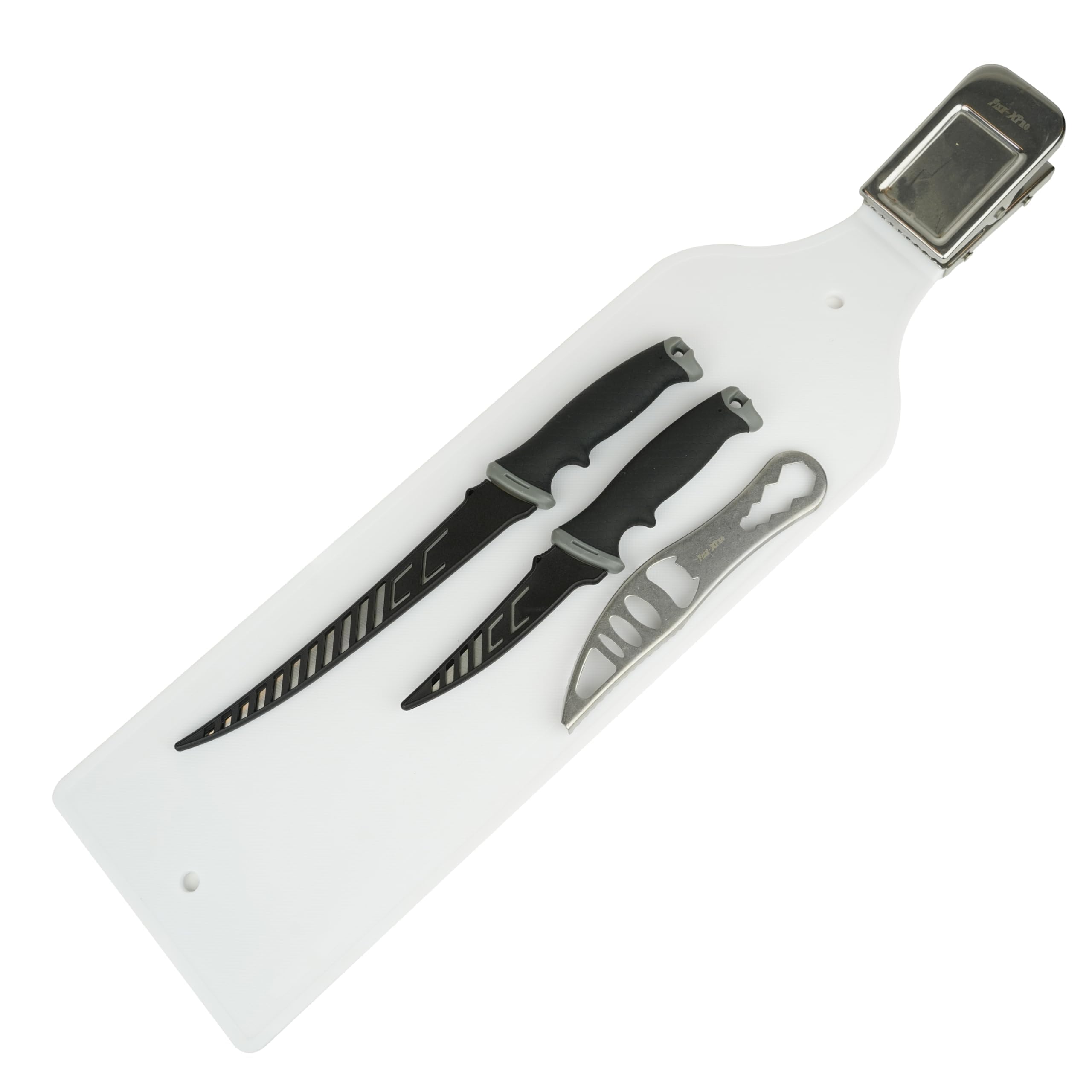 FishXpro Kit de filets de poisson - 4 pièces - Couteau à poisson - Couteau à filet - Écailleur et planche à découper avec pince en acier inoxydable