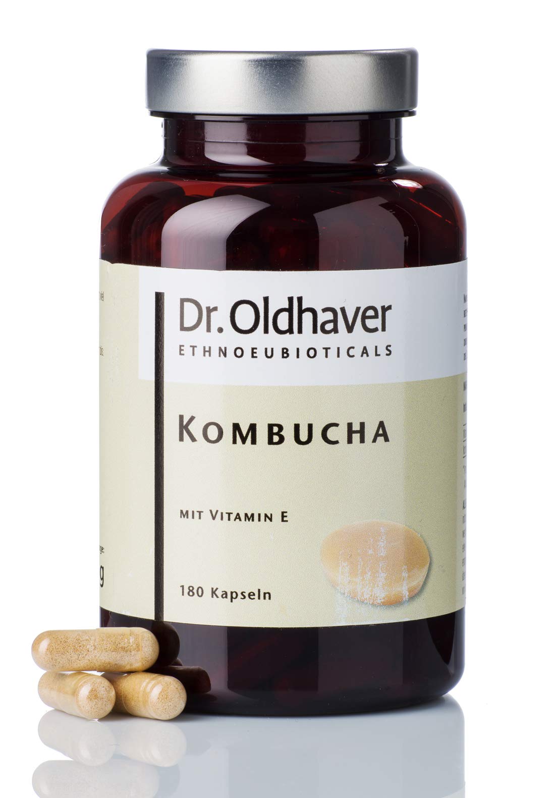 Dr. Oldhaver Kombucha + Vitamin E, Hochwertiger und Hochdosierter Kombuchatee Extrakt, Exzellentes Preis-Leistungsverhältnis, Kombination mit Vitamin E gegen oxidativen Stress, 180 Kapseln