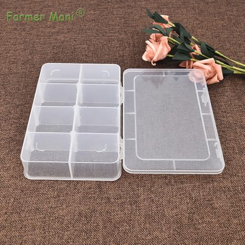Image of 2 Pack Transparent Plastic Bead Organizers with Adjustable Dividers (8 Grids),Craft Organizers and Storage Beads Organizer,Size 7.09 x 4.72 x 1.65 in