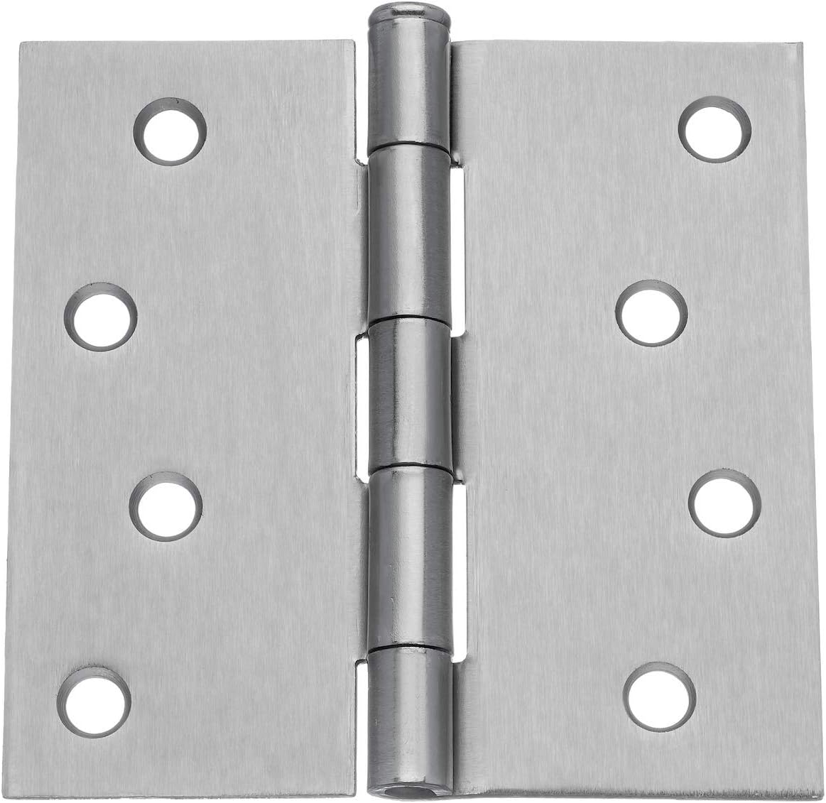 Dynasty Hardware 4" Door Hinges 1/4" Radius Corner, Satin Nickel (8 Pack)