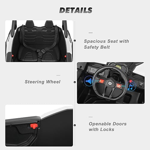 Miniatura 8 de JOYLDIAS Vehículo eléctrico todoterreno 4WD con batería de 12 V para niños, vehículo eléctrico 4x4 con 4 potentes motores, control remoto de 2.4 G,