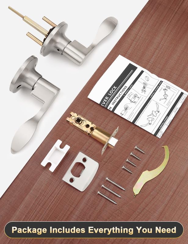 Mengico 8-częściowy zestaw nowoczesnych klamek do drzwi z niklowo-satynowego, do drzwi wewnętrznych, do korytarza, odwracalny uchwyt do drzwi