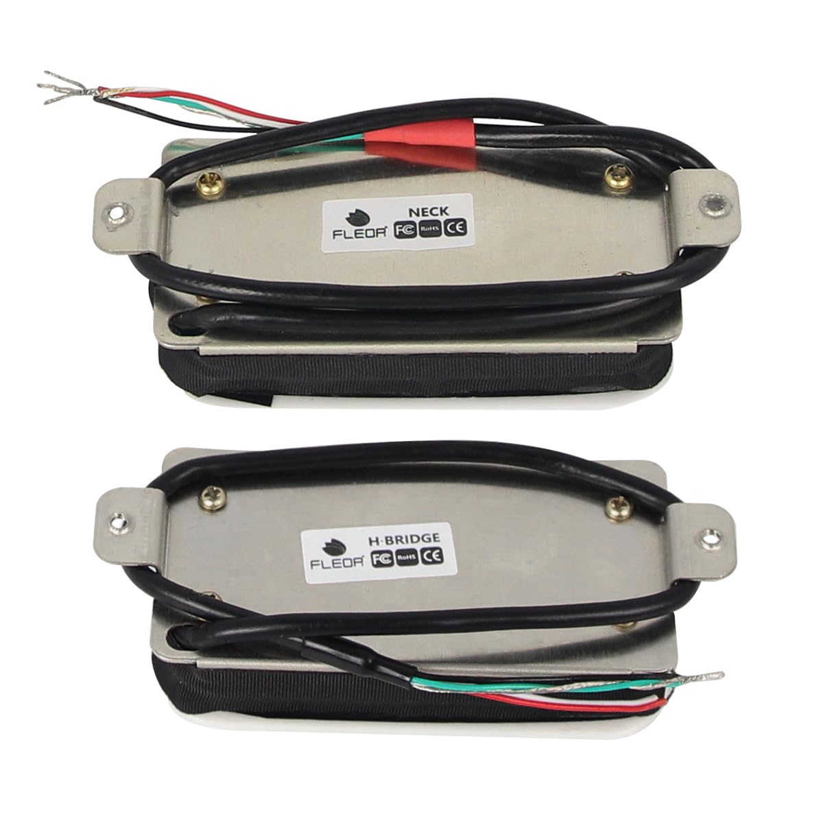 FLEOR High Output Pickup Dual Hot Rail Humbucker Pickups Bridge & Neck Pickup Set Ceramic Electric Guitar Pickup Humbucker, White - Image 3