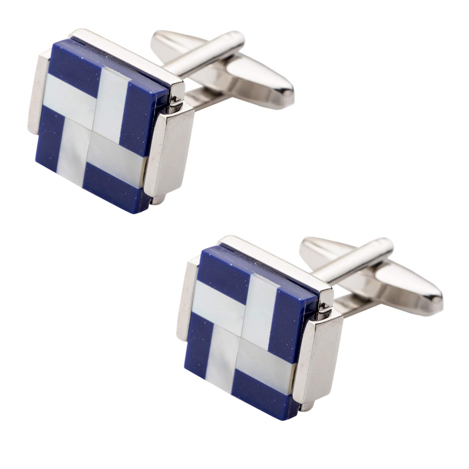 Ink Blue MOP Cufflinks – Elegant Mother of Pearl, Premium Business Accessory-image-0