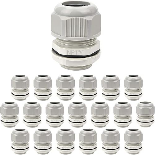 Vista 15 de LeMotech Paquete de 5 prensaestopas NPT de 3/4 pulgadas, impermeables, ajustables, conectores de cable de 0.492-0.709 in, juntas de nailon negro