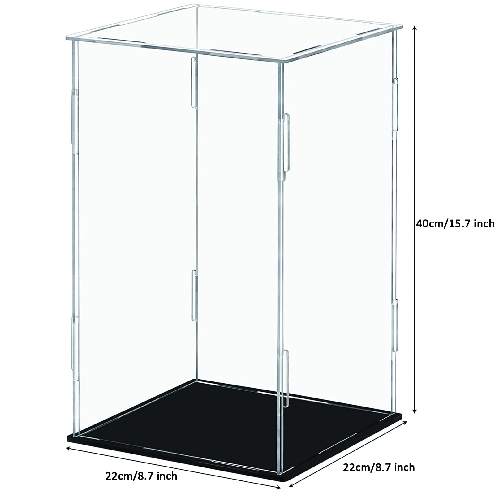 Self-Assembly Acrylic Display Case,Deluxe Dustproof Showcase,Cube Countertop Box for Pop Figures Collectibles Toys,Need Remove The Protective Film (8.7x8.7x15.5 inch; 22x22x40 cm) 4
