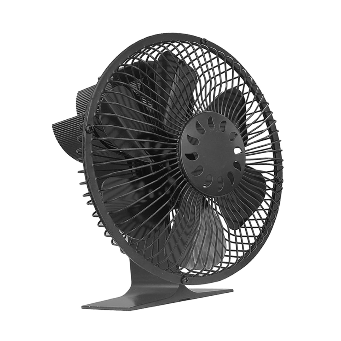 ABOOFAN Ventilatore per Stufa a Legna 6 Pale in Lega di Alluminio Nero