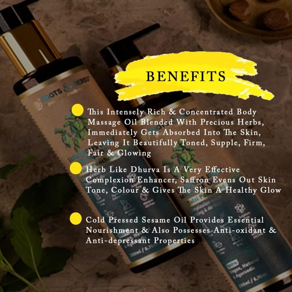 ROOTS AND HERBS Ayurvedic Tulsi Panchang Body Massage Oil 6.7 FL Oz - Image 7