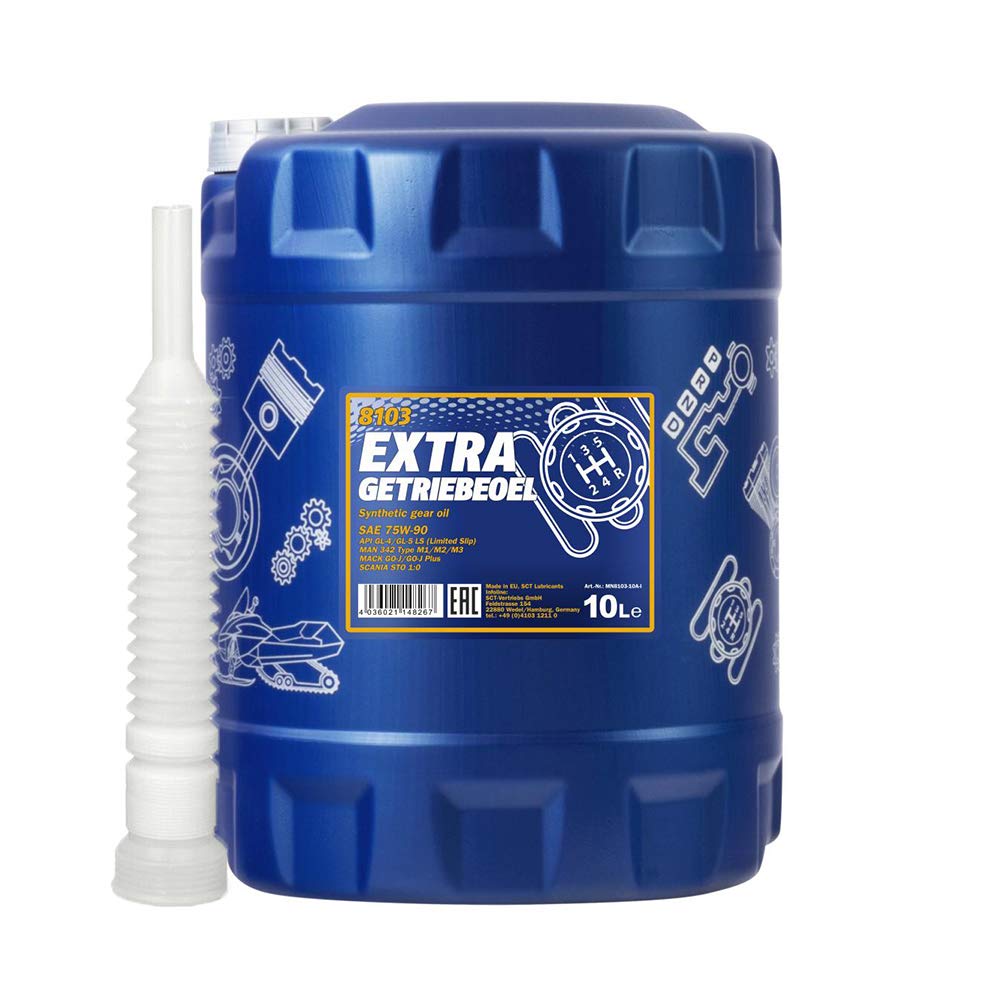 10l, MANNOL 8103 Extra Getriebeoel 75W-90 GL-5 Achs Getriebe Öl + Ausgießer (4,75€/L)