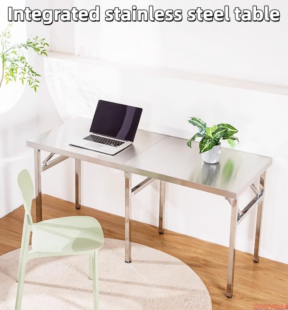 Heavy Du Inless - Tavolo da lavoro pieghevole in acciaio, 160 cm, per casa, commerciale, all'aperto e campeggio, portatile e facile da usare