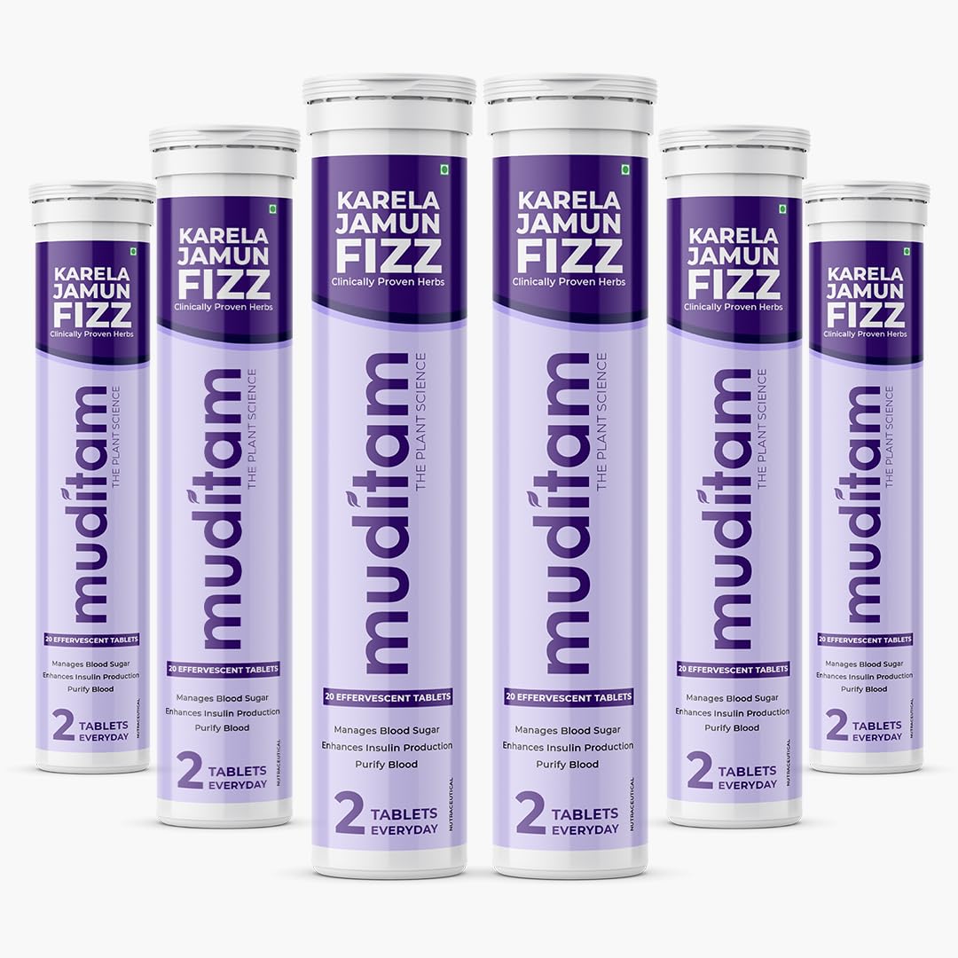 Muditam Ayurveda Karela Jamun Fizz-120 Tablets | Ideal For 60 Days (Karela Jamun Juice) | Helps in High Sugar Condition | Promotes Healthy Glucose Levels | Boosts Digestive Health