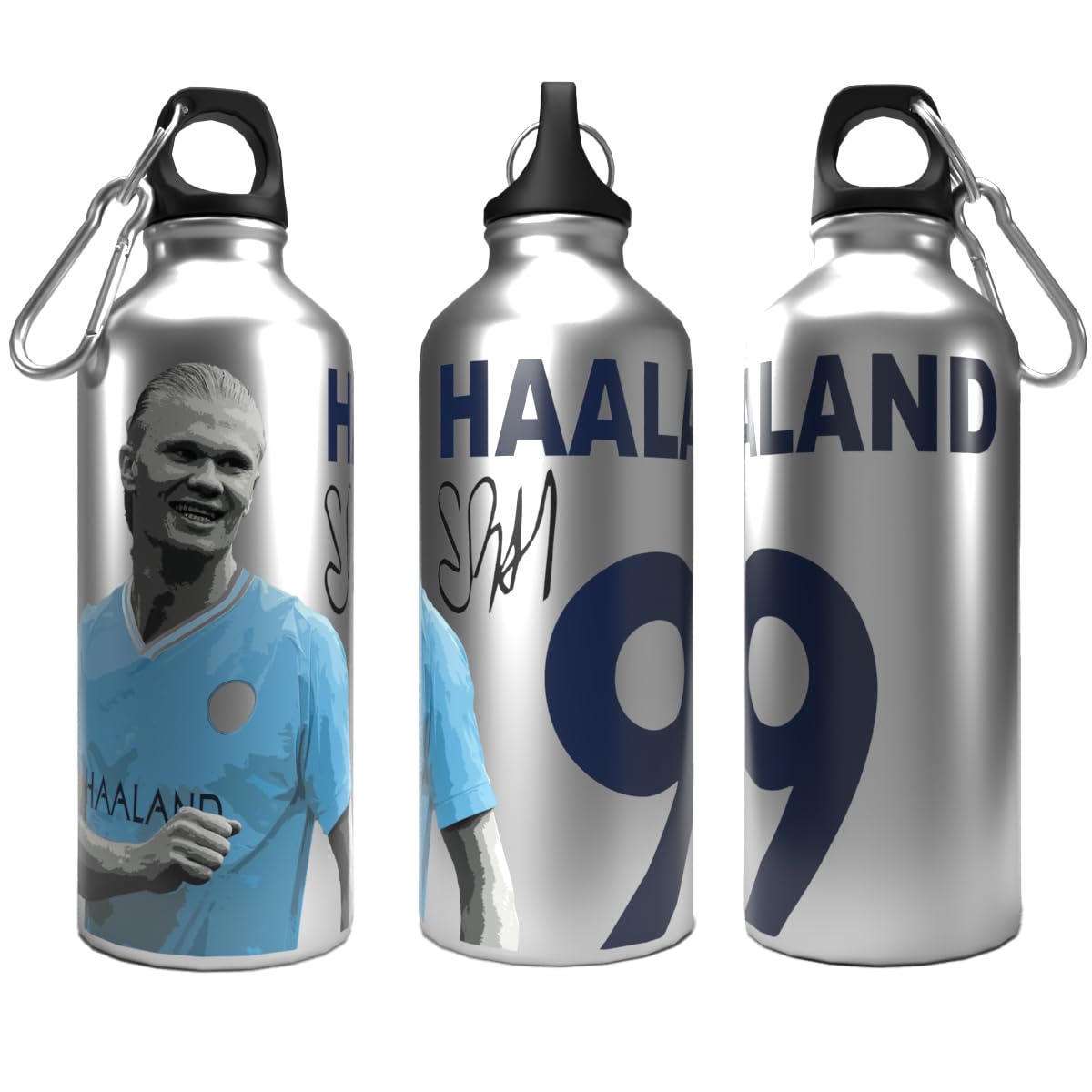 Partisan Multicolour City Bottle Haaland 2-Lid Aluminium 600Ml Silver