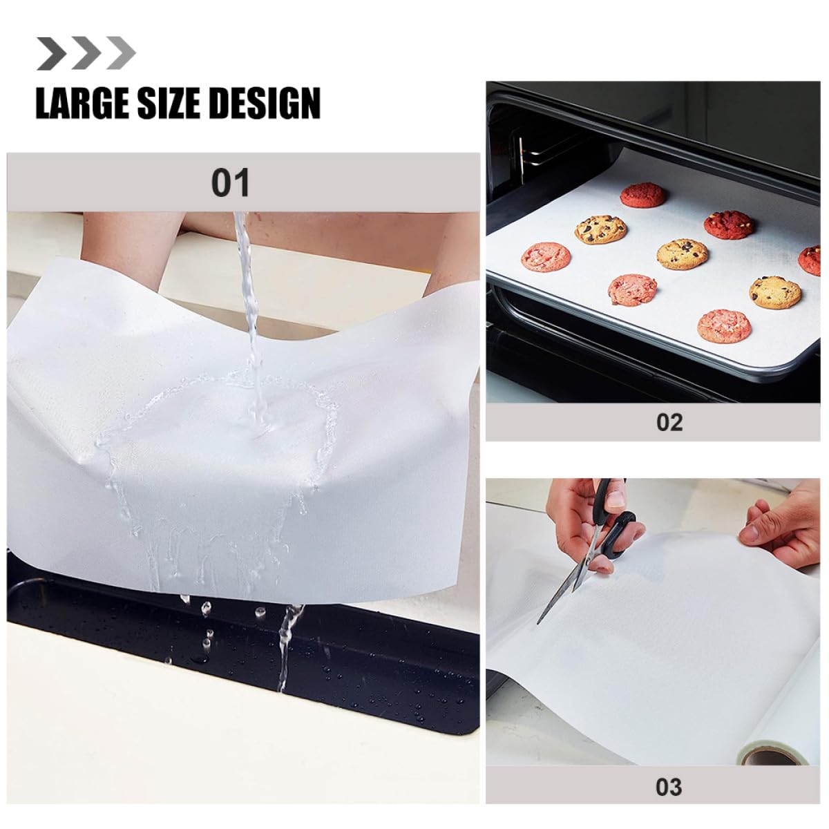 Silikon Backmattenrolle 30x244cm Rutschfeste Wiederverwendbare Backmatte für Heißluftfritteusen und Gebäck Flexible Umweltfreundliche Antihaft Unterlage fürs Backen