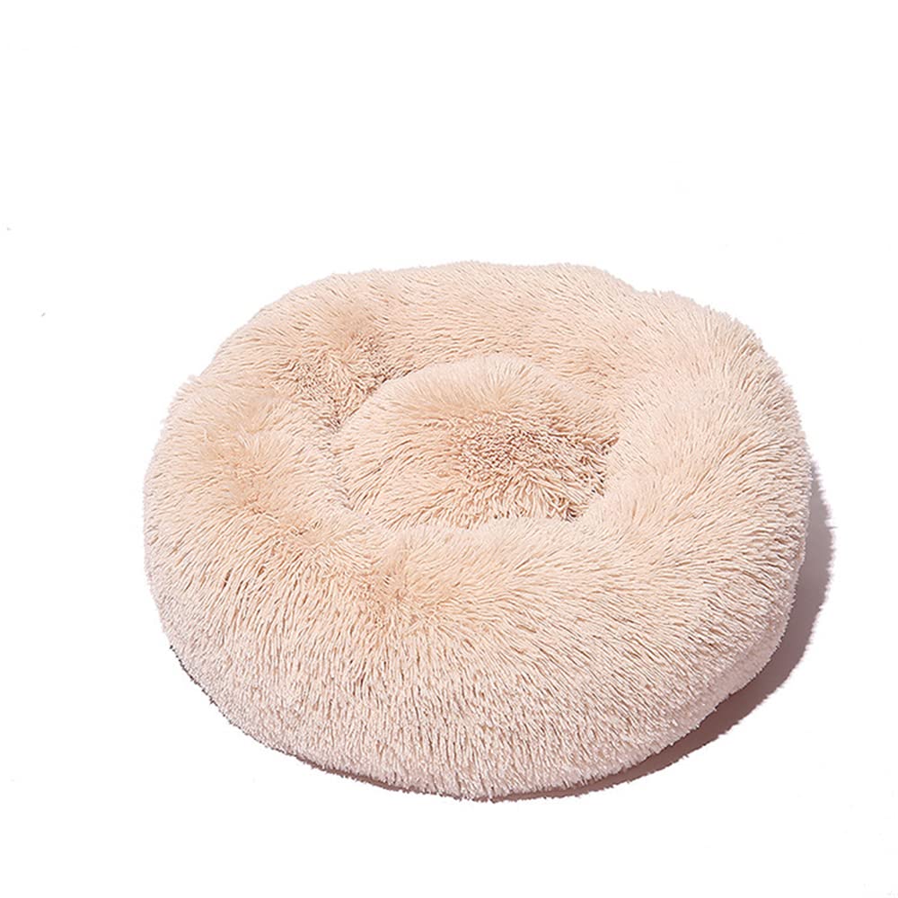Lukery Dog Cat Donut Bed, Fluffy Plush Puppy Kitten Cuddler Round Bed, Warm and Soft Pet Cosy Anti Anxiety Beds for Small/Medium/Large Dogs (50CM,Dumpling)