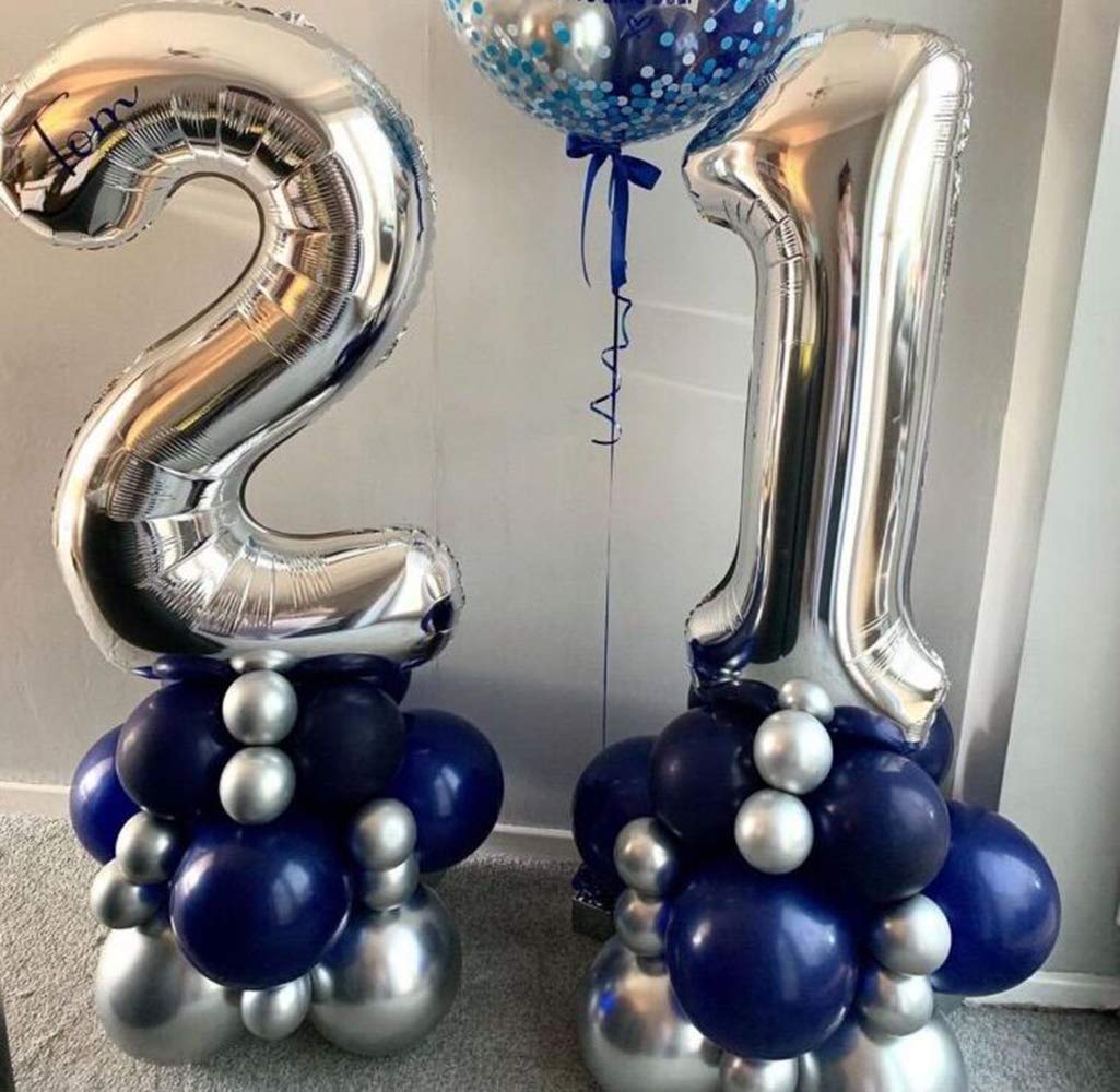 Sweet 13th Birthday Party Decorations - Silver Number 13 Balloon Set With Confetti & Latex Balloons - View #2
