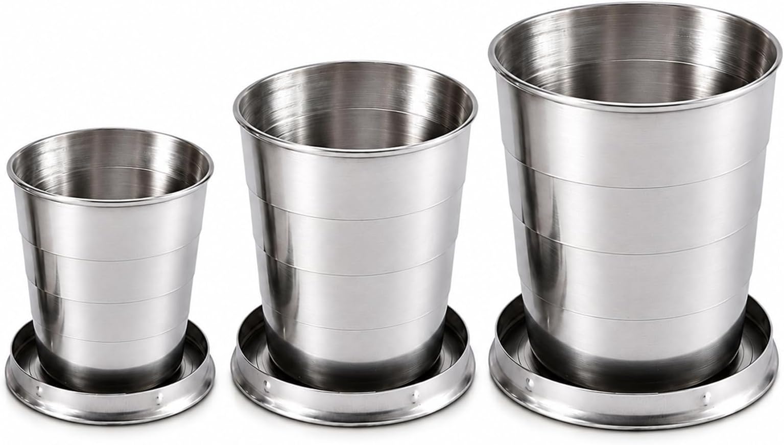 Guyuyii 3 Pcs Stainless Steel Collapsible Cups for Traveling with Keychains