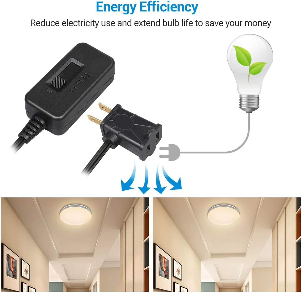 DEWENWILS Table Lamp Dimmer Switch Dimmable LED/CFL Lights, and Incandescent Bulbs, Full Range Slide Control, 6.6 ft Extension Cord, UL Listed, Black
