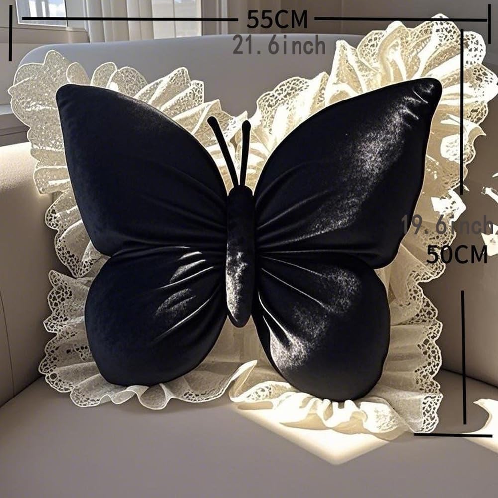 Pluche kussen vlinder – kussen dier van pluche, realistische vlinder | kussen vlinder, decoratief, decoratief kussen voor bank thuis (40 x 30 c