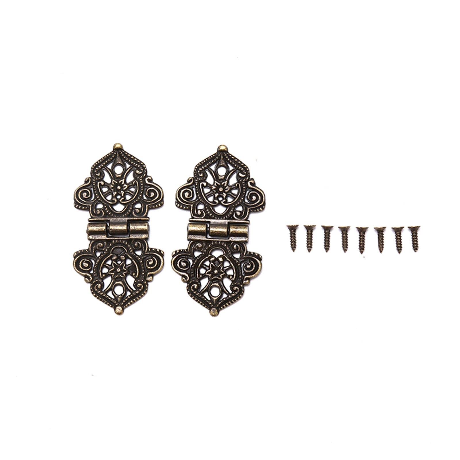 Nvsfzgiyg Gold 2Pcs/Set Vintage Alloy Hollow Flower Hinge 24 * 54Mm Furniture Hardware(Gold)
