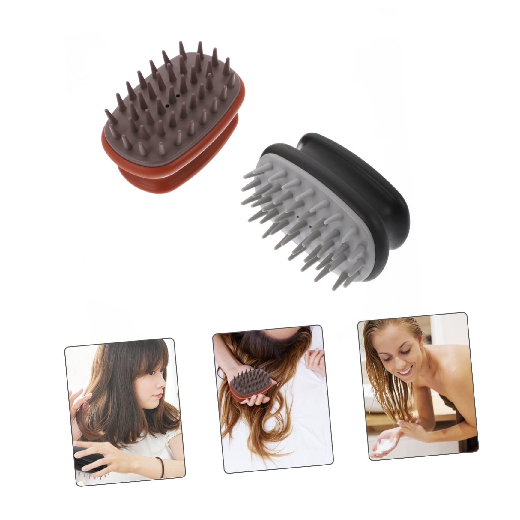 KOMBIUDA 2 Pcs Head Cleaning Brush Hair Shampoo Scalp Massager Portable Brush Massage Hair Brush Sauve Shampoo Head Comb Massage Brush Shampoo Massager Brush Shampoo Hair Brush Pp Black