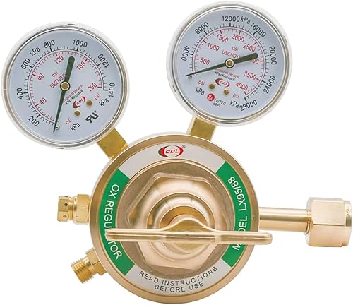 Miniatura 10 de CDL Regulador de acetileno de servicio medio CGA510, compatible con Victor, escala dual fácil de leer, cuerpo y capó de latón forjado, regulador de